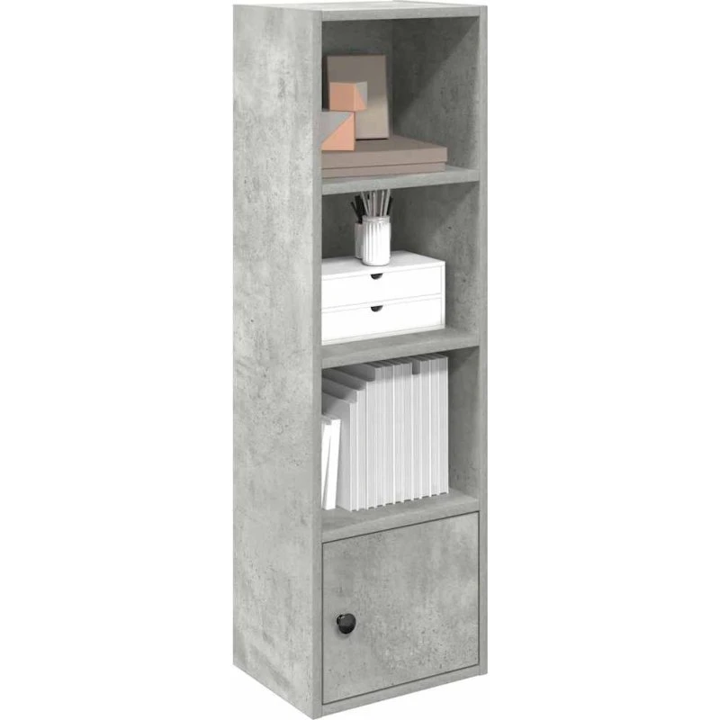 Bogreol i konstrueret træ 31x24x102 cm – betongrå