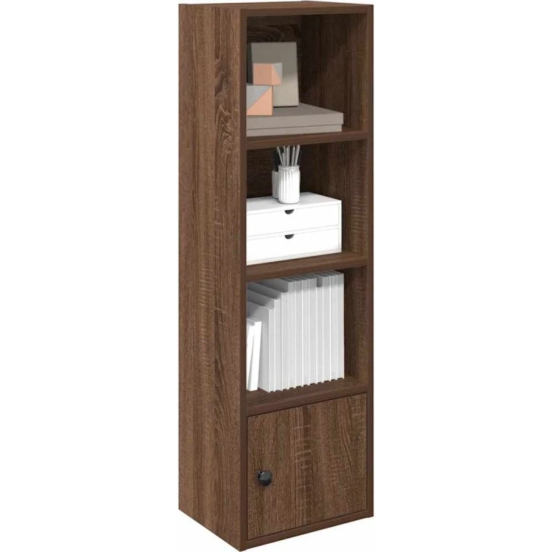 Smal bogreol 31x24x102 cm i konstrueret træ, egetræsfarve