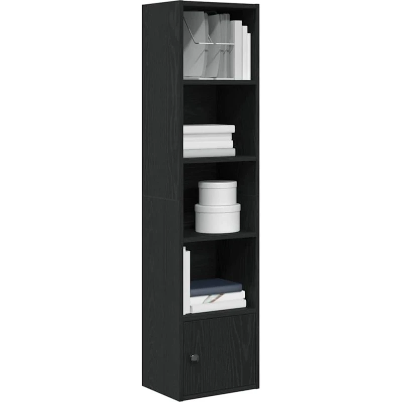 Bogreol 31x24x127 cm i konstrueret træ, sort-eg