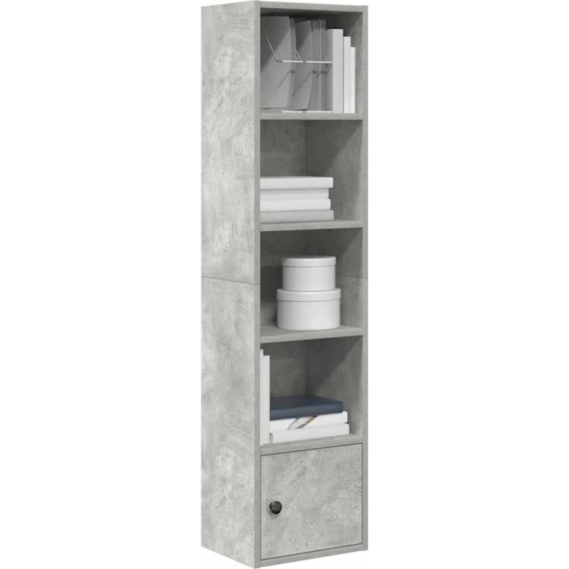 Bogreol i konstrueret træ 31x24x127 cm – betongrå