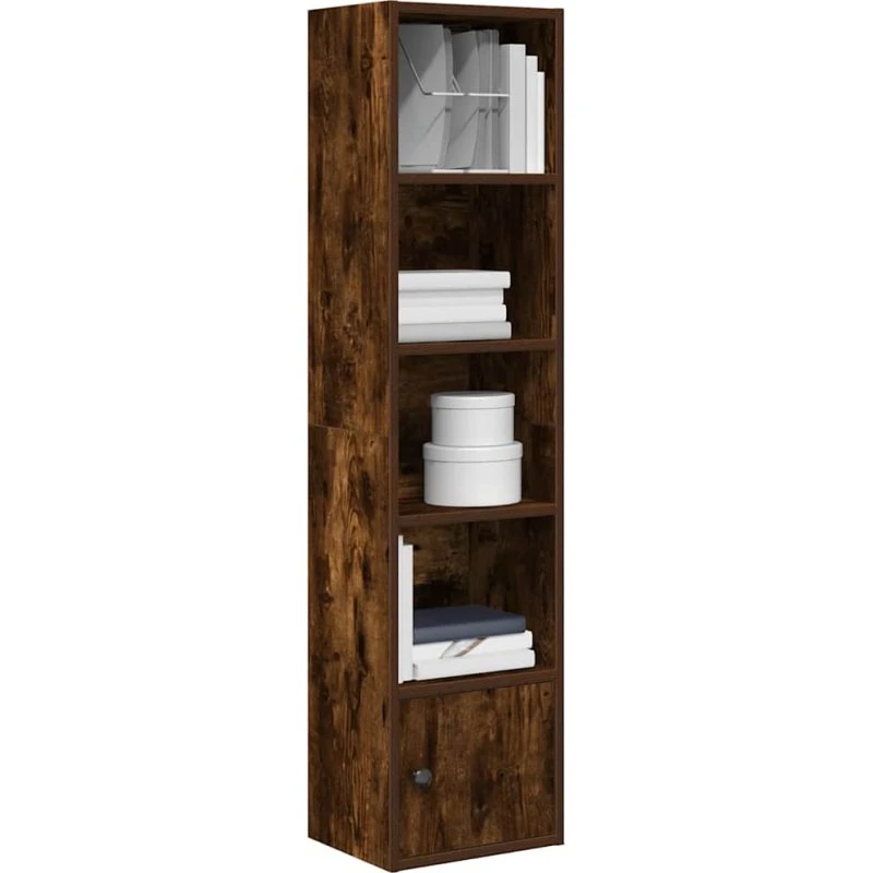 Bogreol i konstrueret træ 31x24x127 cm – røget egetræ