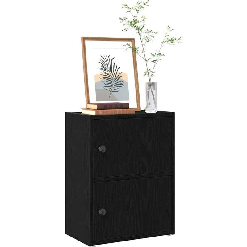 Bogreol i konstrueret træ 40×24×52 cm – sort-eg