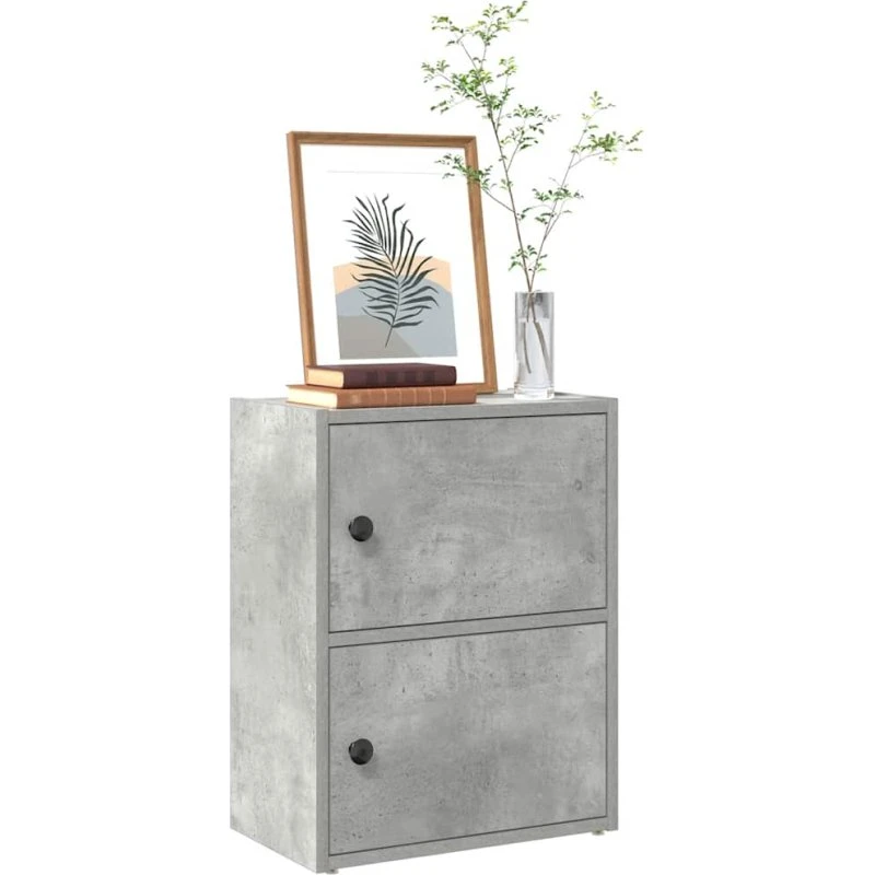 Bogreol i konstrueret træ 40x24x52 cm - betongrå