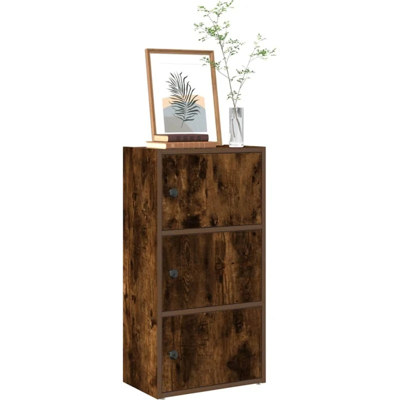 Bogreol 40x24x77 cm – konstrueret træ, røget egetræ