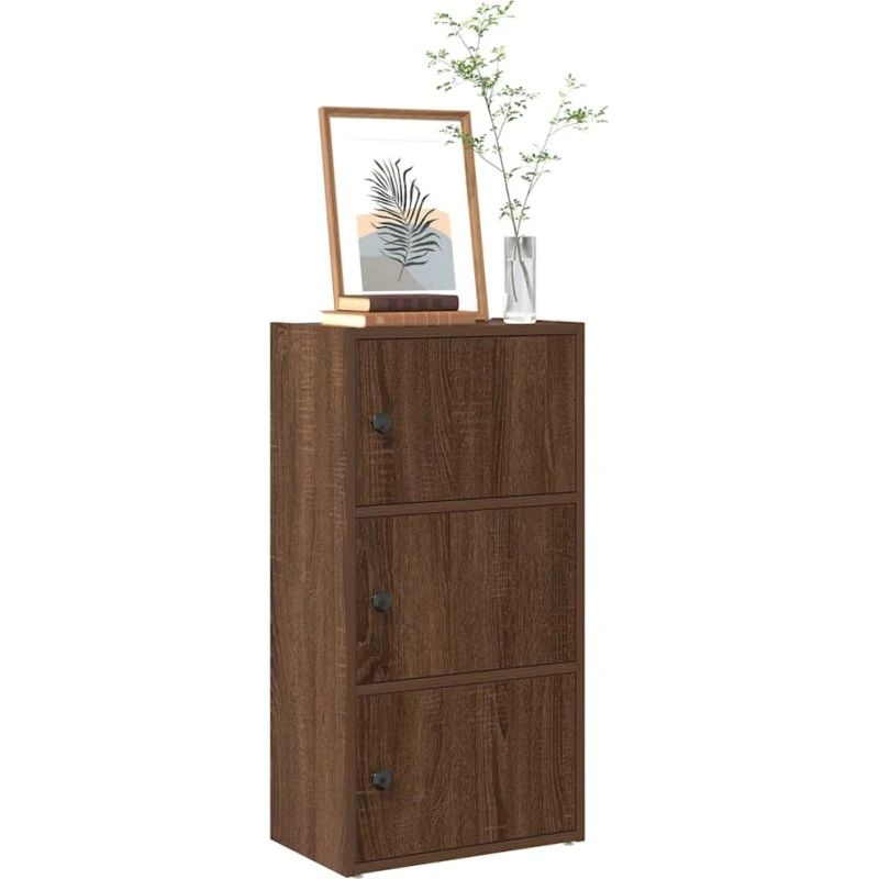 Bogreol i konstrueret træ 40x24x77 cm - egetræsfarve