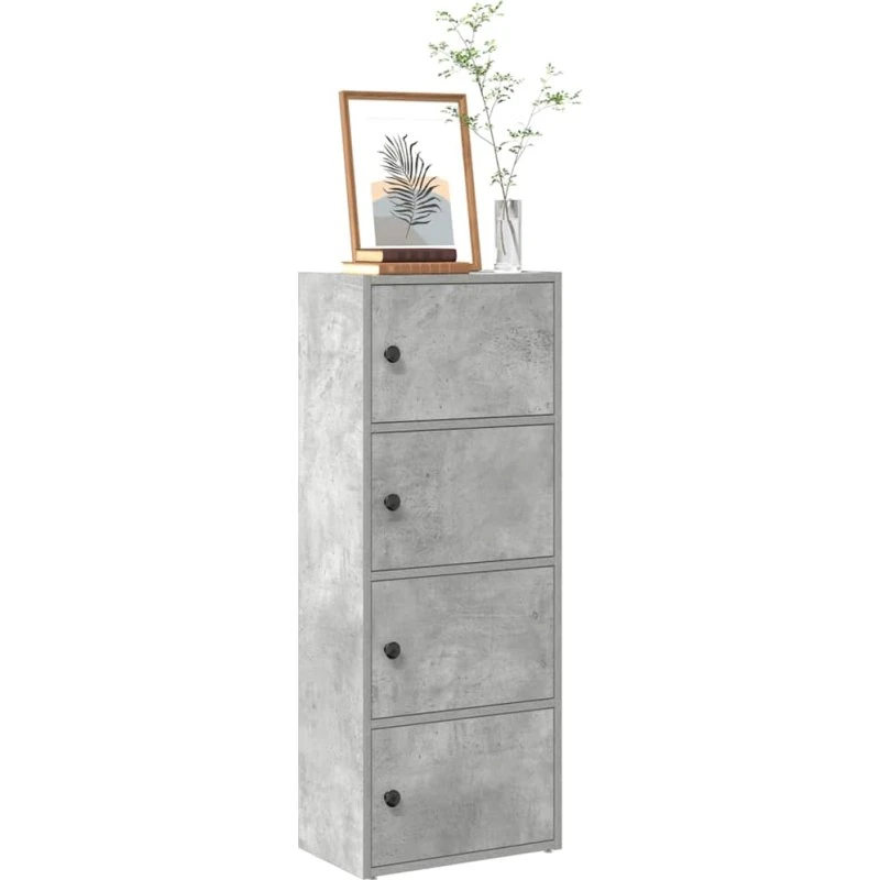 Bogreol 40x24x102 cm i konstrueret træ - betongrå