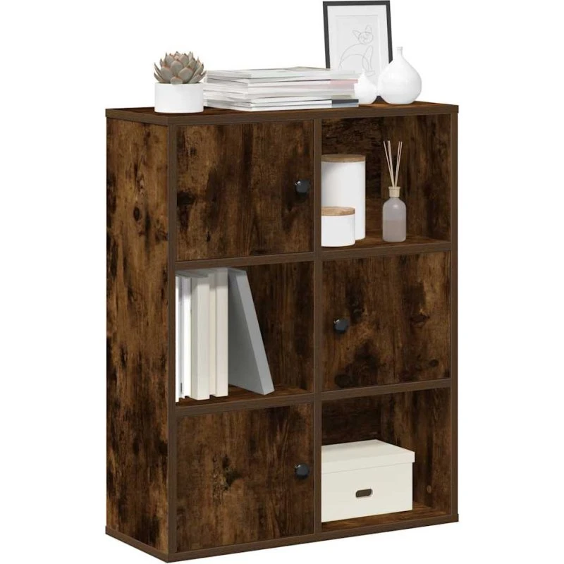 Bogreol 60x24x76,5 cm - røget egetræ (konstrueret træ)