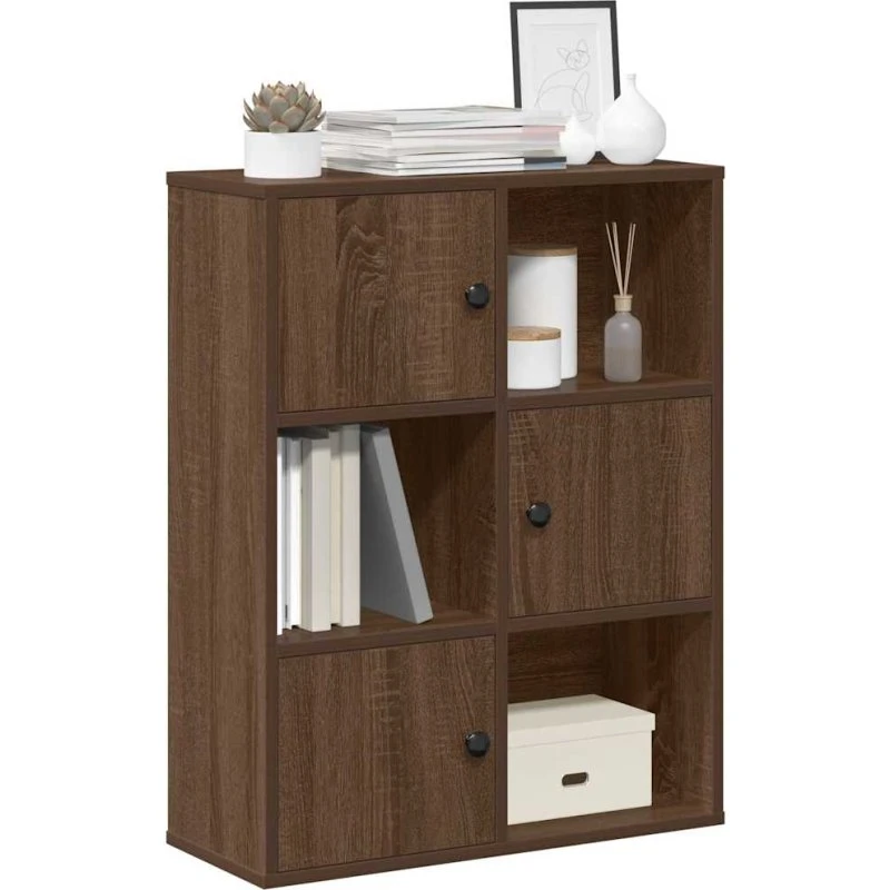 Bogreol 60x24x76,5 cm i konstrueret træ, egetræsfarve