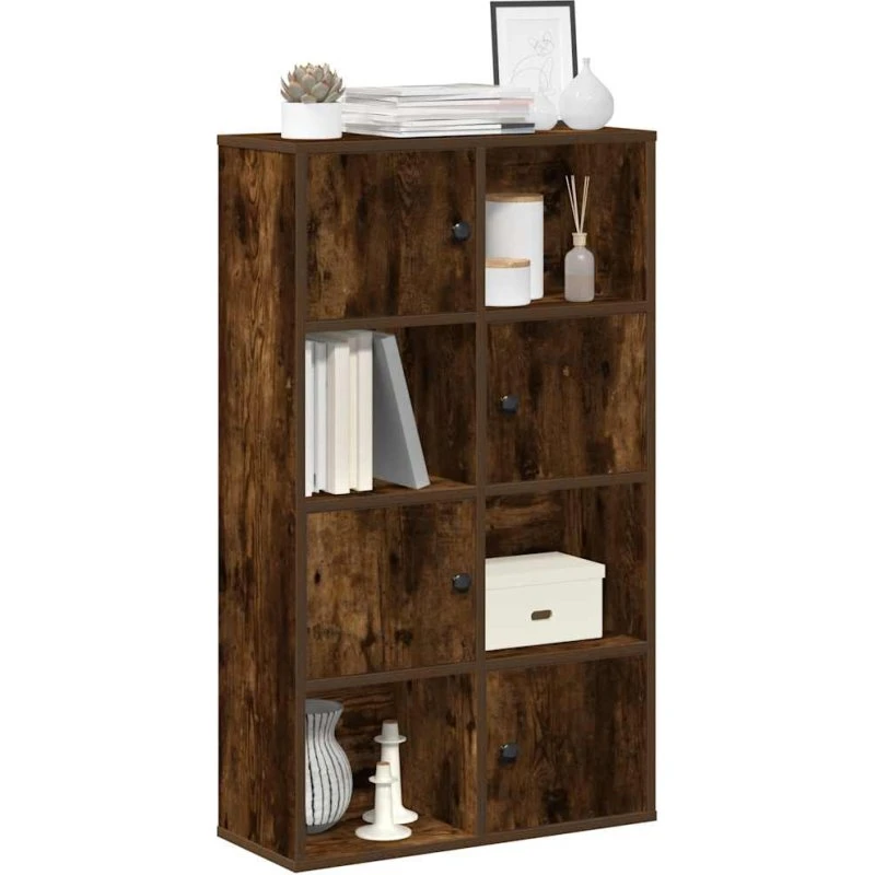 Bogreol 60x24x101,5 cm i konstrueret træ - røget egetræ