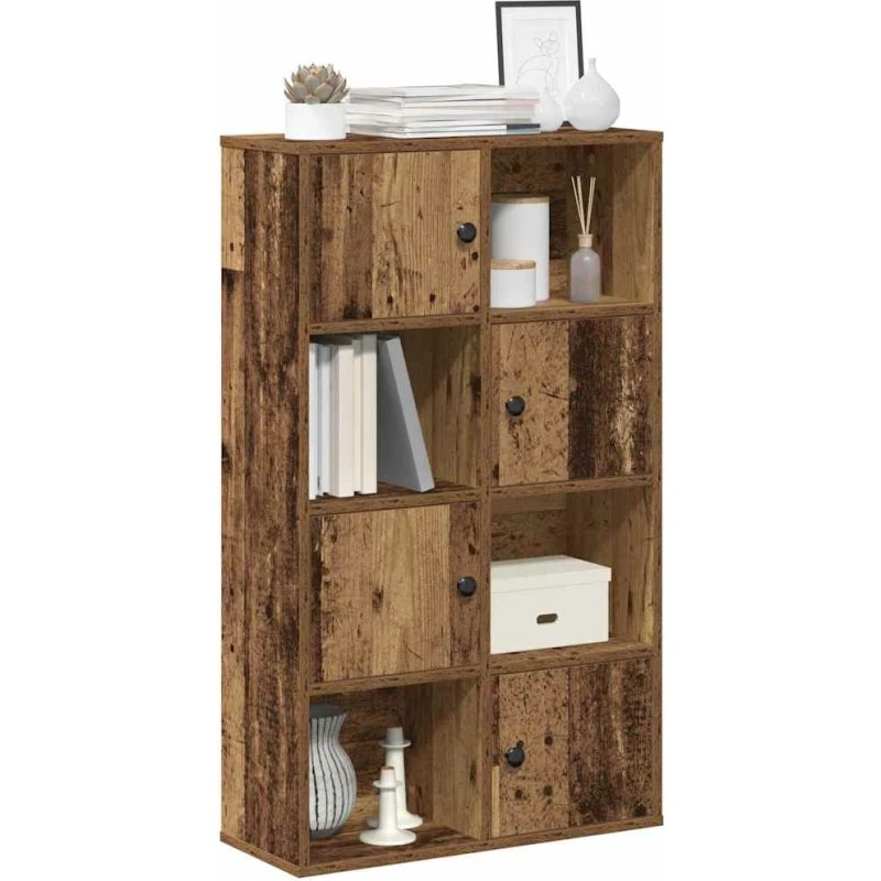 Bogreol i konstrueret træ 60x24x101,5 cm – antikt look