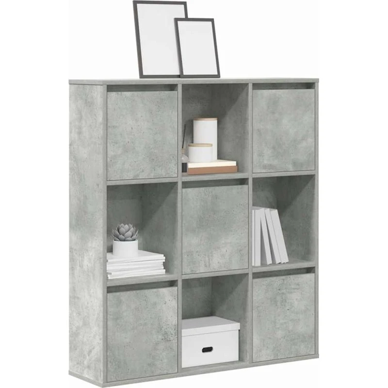 Bogreol 89x24x101,5 cm i konstrueret træ – betongrå