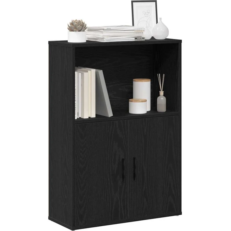 Bogreol 60x24x85 cm i konstrueret træ - Sort-eg