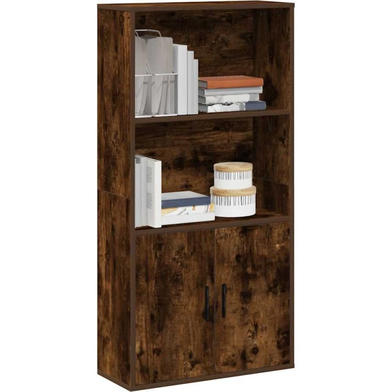 Bogreol 60x24x120 cm i røget egetræsfarve