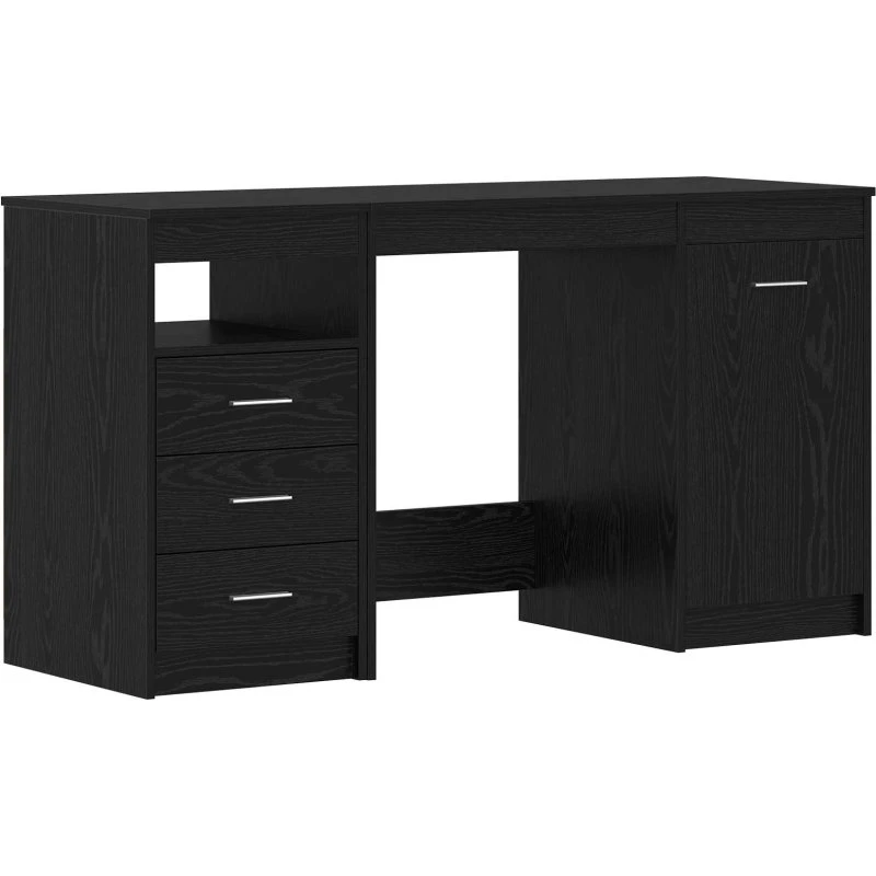 Skrivebord med skuffe 140x50x76 cm – Sort eg, konstrueret træ