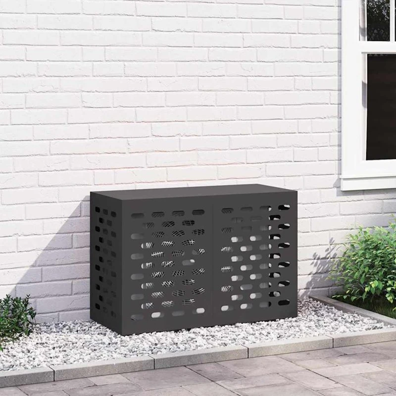 Airconditionbetræk sort 90x40x60 cm – stål