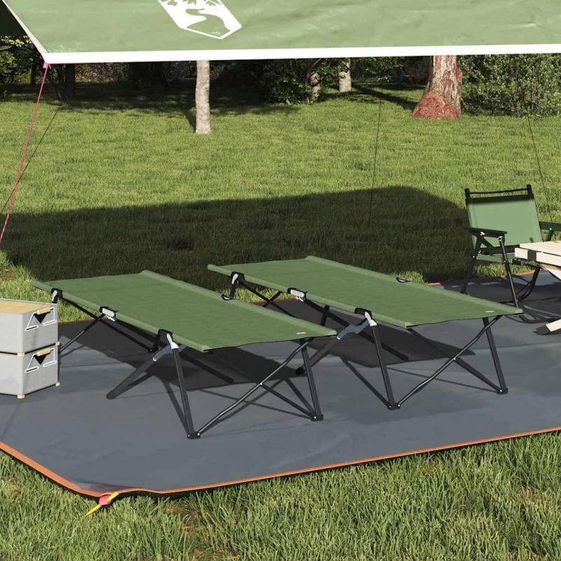 Foldbar camping-seng 2 stk grøn 206 x 76 x 74 cm