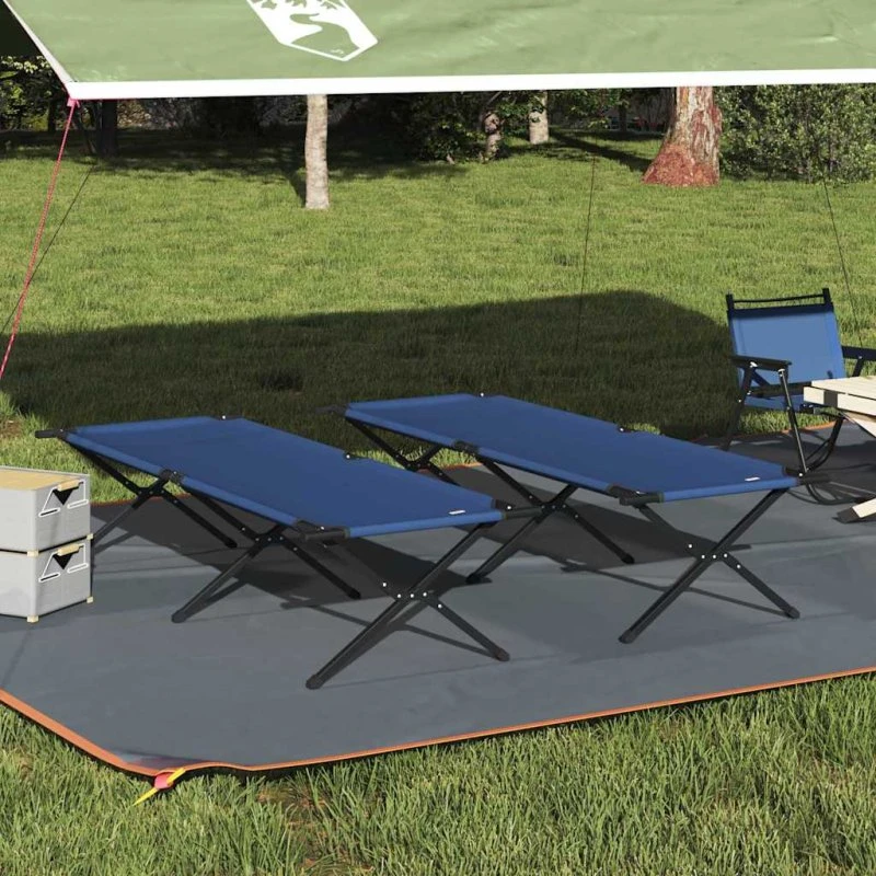 Foldbar camping-seng 210x80x46 cm, blå – Oxford-stof