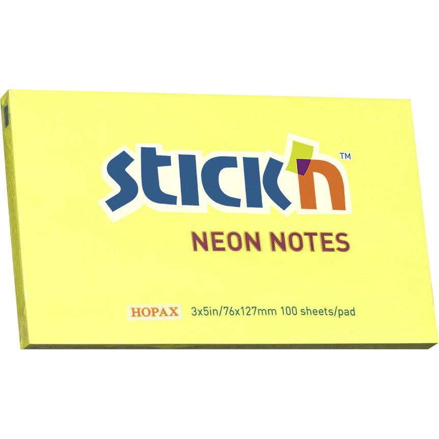 Stick'n Notes Neon Gul 76x127 mm - 100 ark