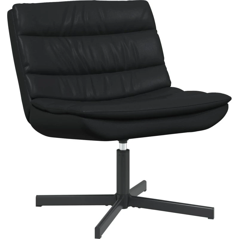 Sort drejestol i skinnende PU 63x75x76 cm