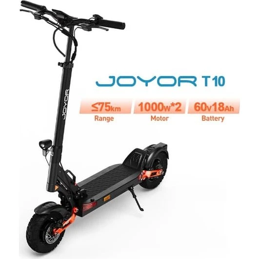JOYOR T10 Foldbar El-scooter med 2x1000W motor og 75 km rækkevidde