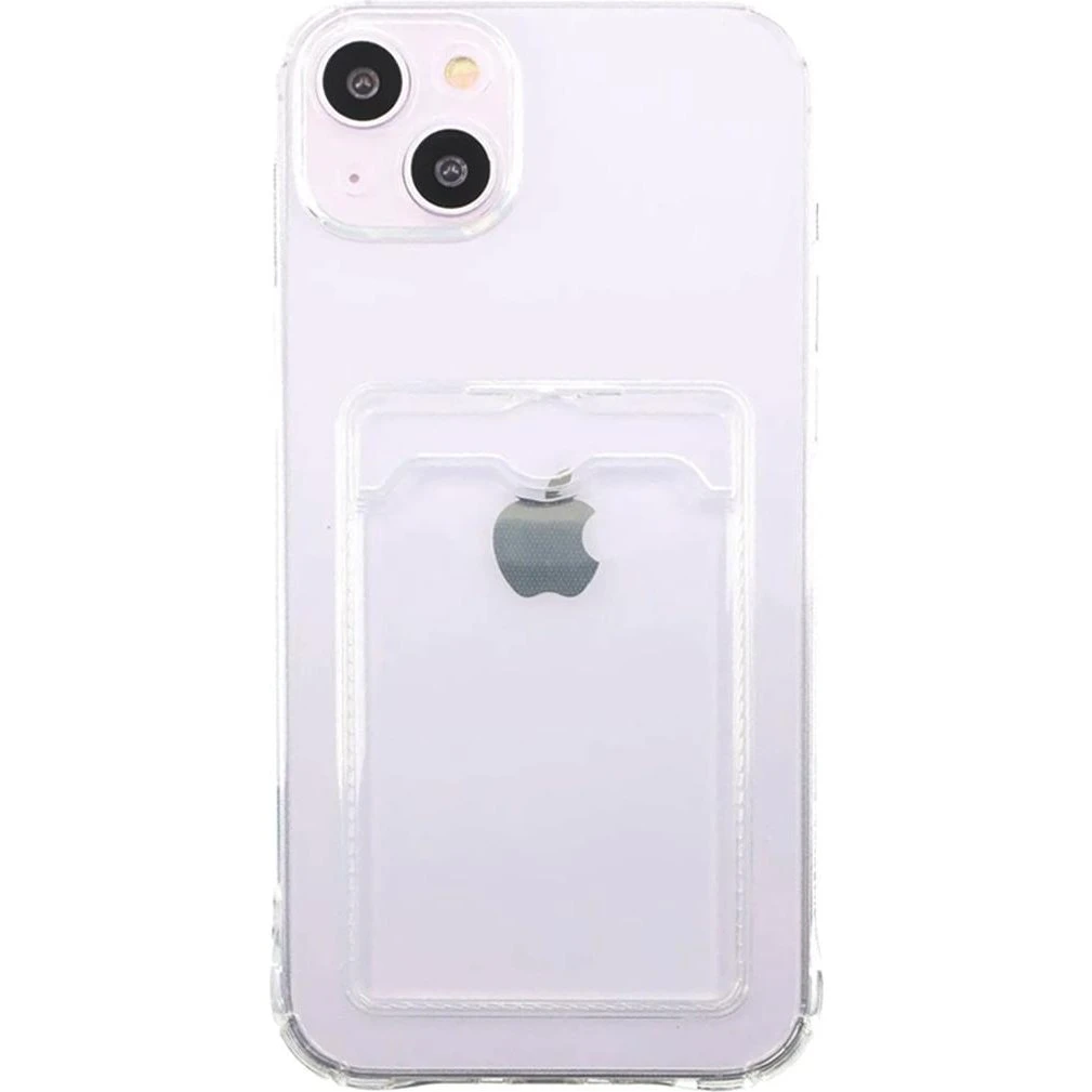 iPhone 14 Stöttåligt Skal med Korthållare - Transparent