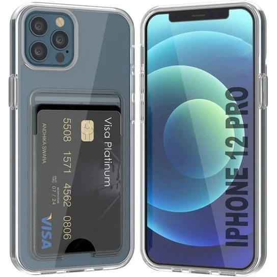 Rvelon Mobilcover Kortholder TPU til iPhone 12 & 12 Pro - Gennemsigtig