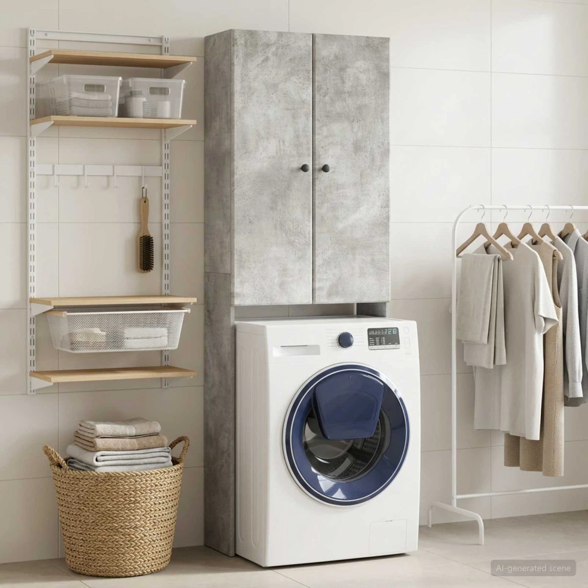 vidaXL BREDA Toiletskab Betongrå 66 x 25,5 x 190 cm