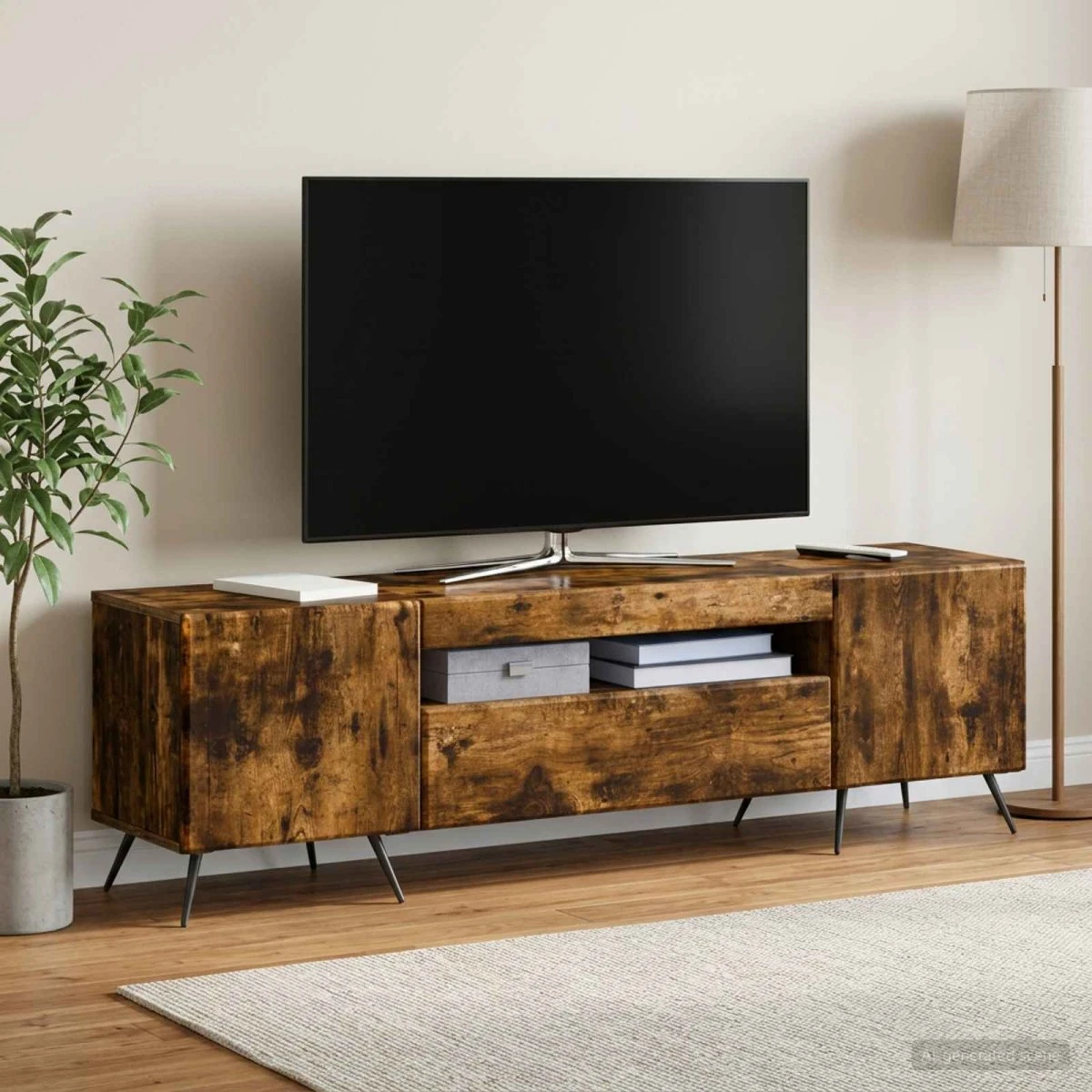 vidaXL LED TV-skab i røget eg og konstrueret træ