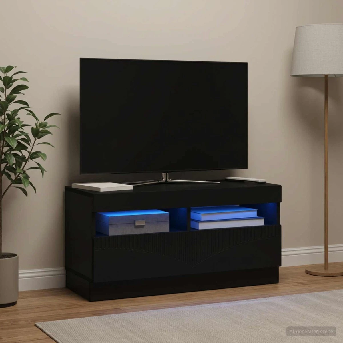 vidaXL LED TV-skab Sort i konstrueret træ