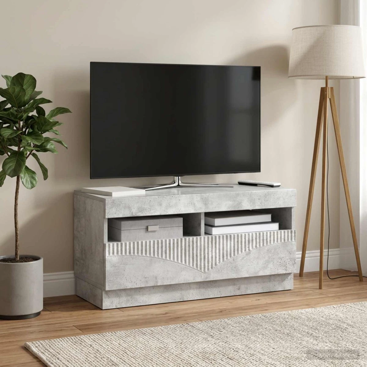 vidaXL LED TV-skab i betongrå konstrueret træ