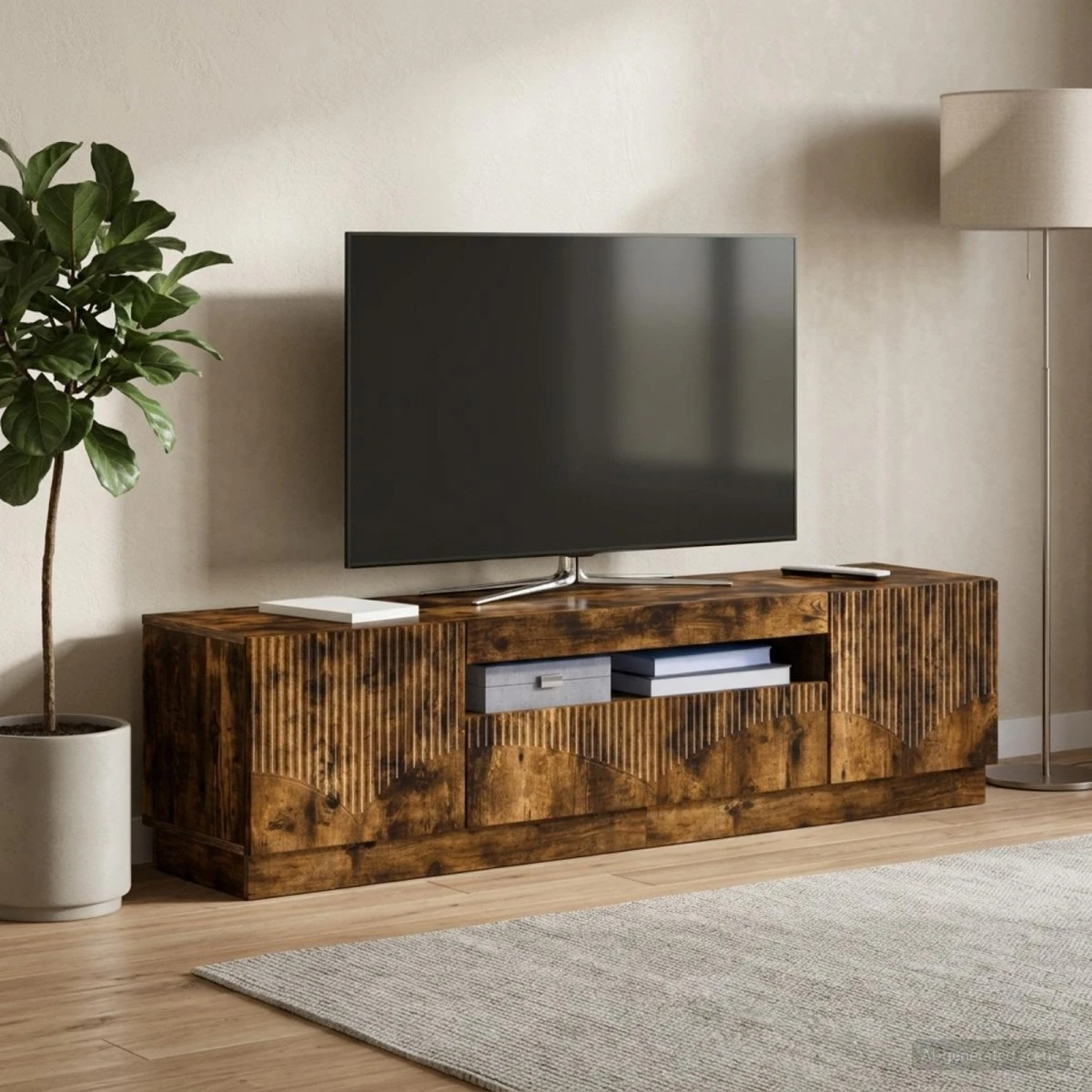 vidaXL LED TV-skab i røget eg og konstrueret træ