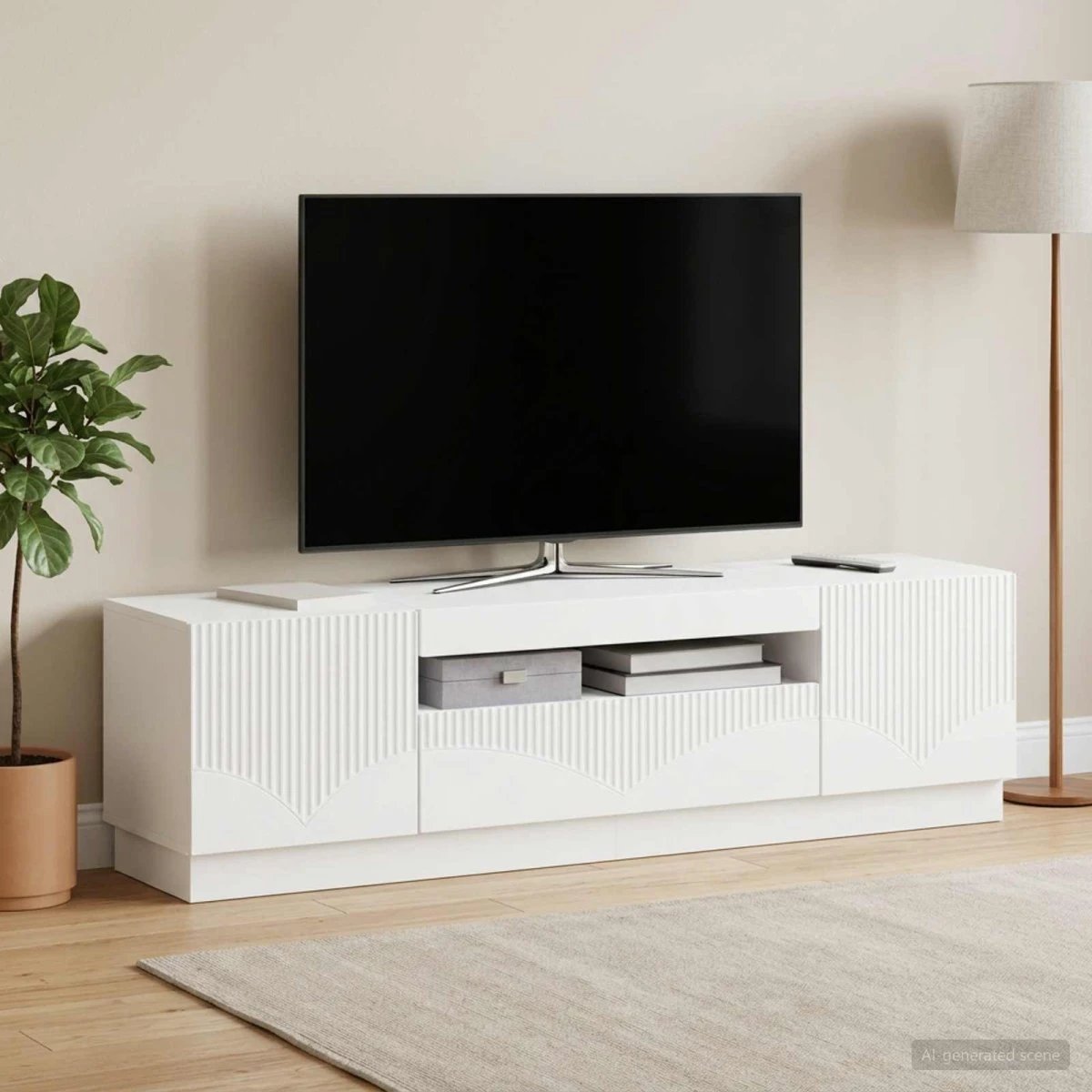 vidaXL LED TV-skab i hvidt konstrueret træ
