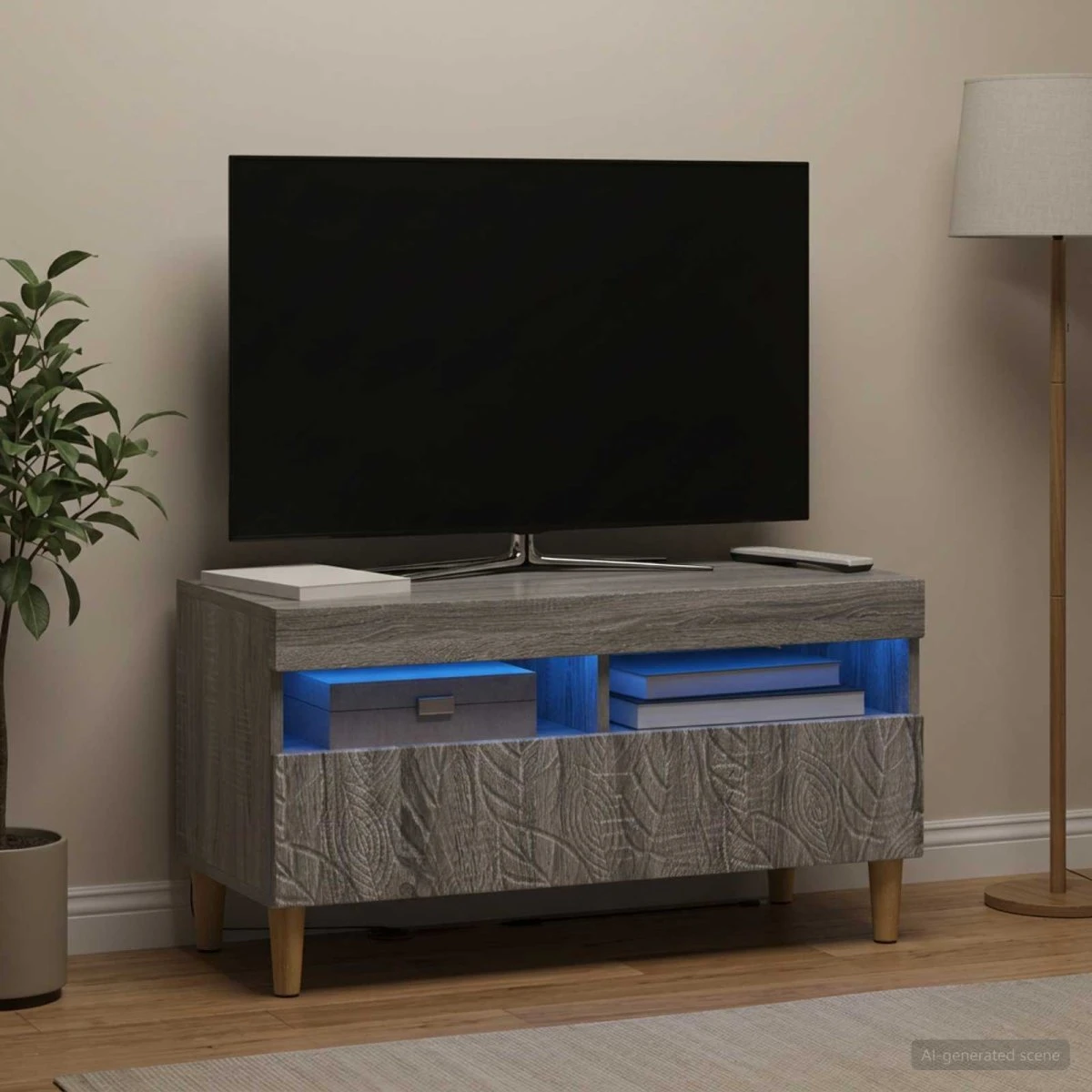 vidaXL LED TV-skab i Grå Sonoma - Konstrueret træ