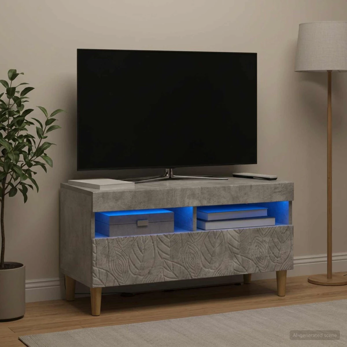 vidaXL LED TV-skab i betongråt konstrueret træ