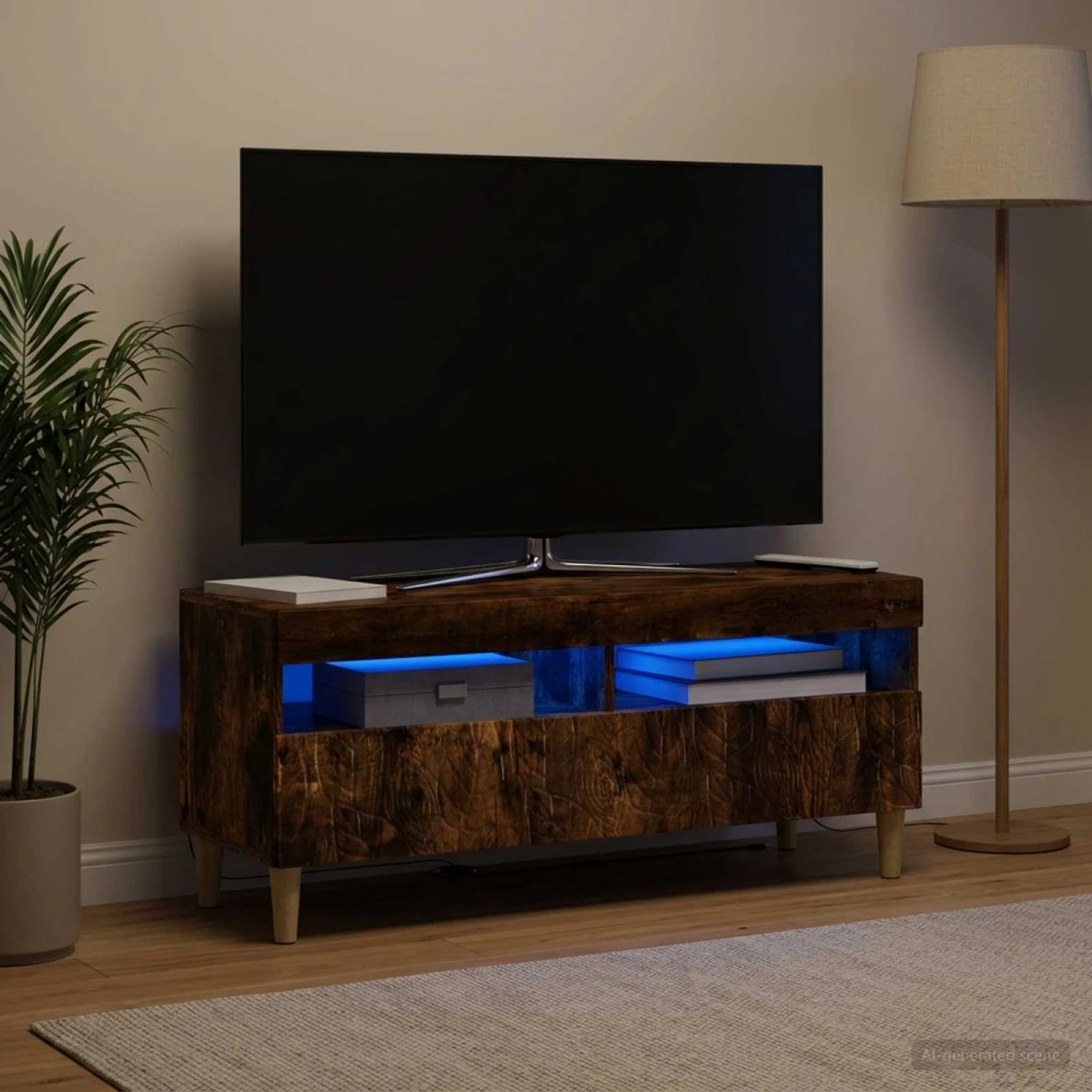 vidaXL LED TV-skab i røget eg - Konstrueret træ