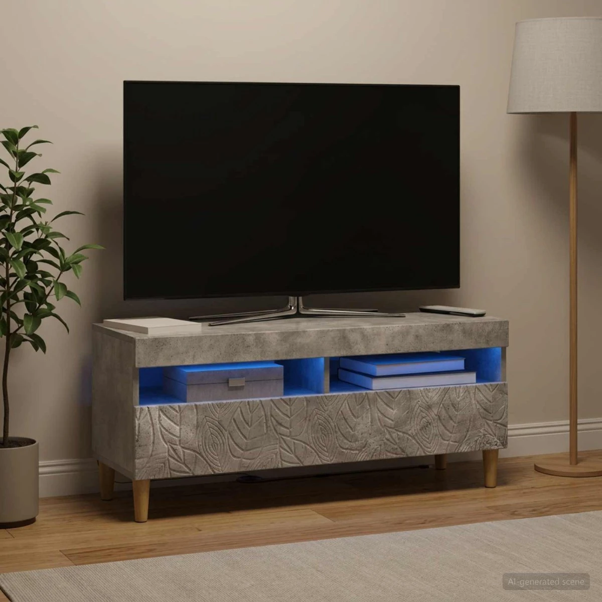 vidaXL LED TV-skab i betongrå konstrueret træ