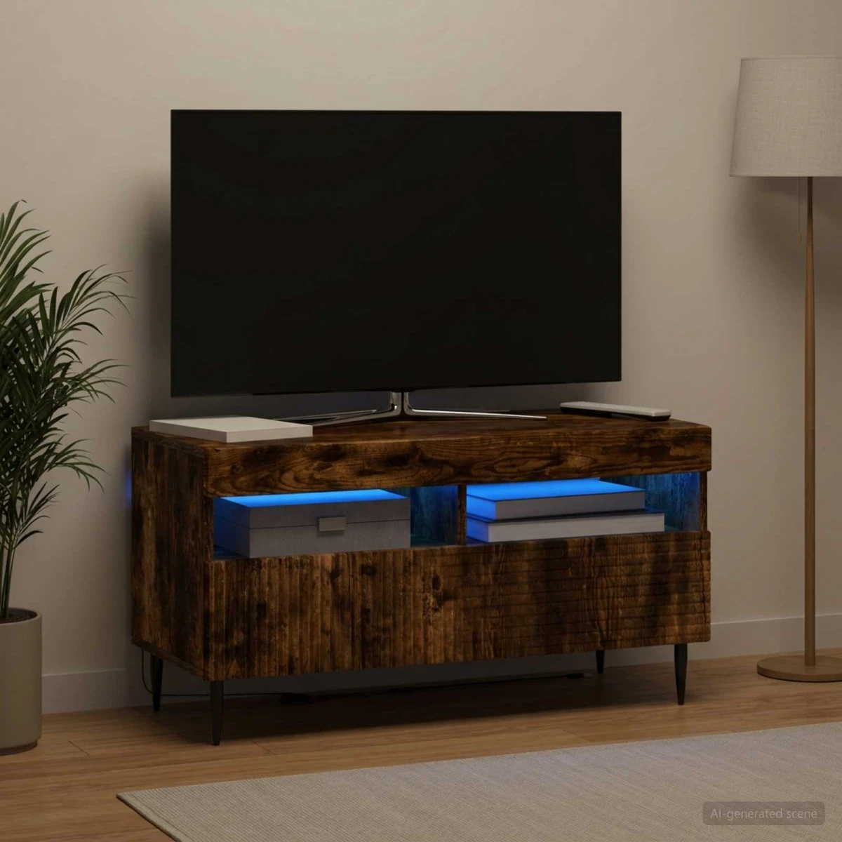vidaXL HAARLEM LED TV-skab - Røget eg - 81 x 35 x 43 cm
