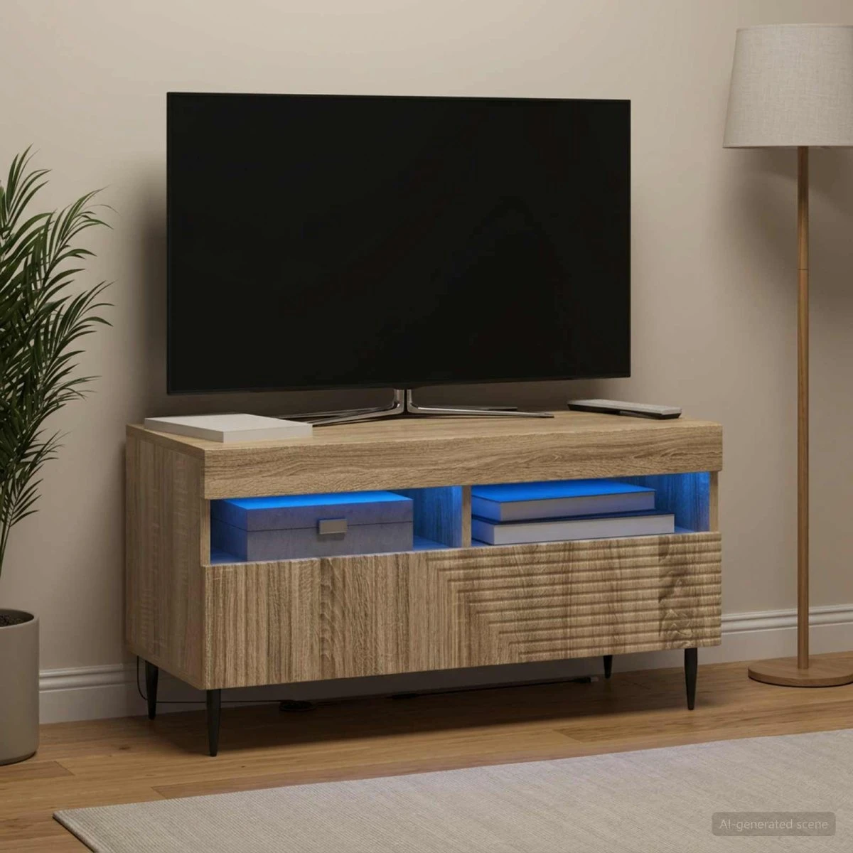 vidaXL HAARLEM LED TV-skab i Sonoma-eg, 81 x 35 x 43 cm