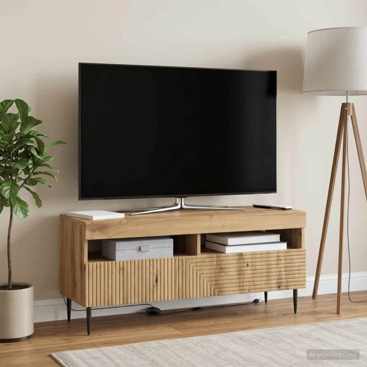 vidaXL LED TV-skab HAARLEM Artisan-eg, 100 x 35 x 43 cm
