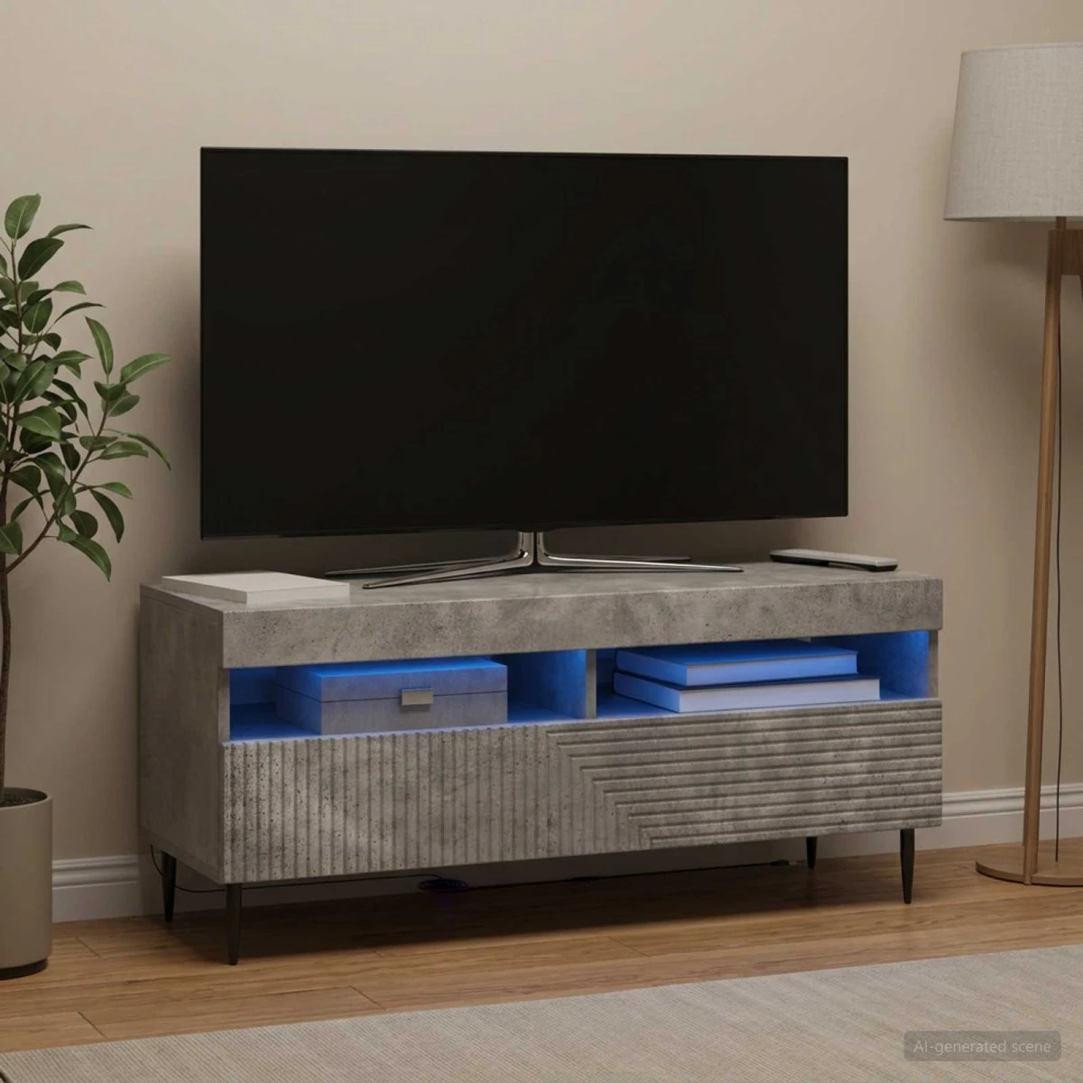 vidaXL HAARLEM LED TV-skab 100x35x43 cm - Betongrå