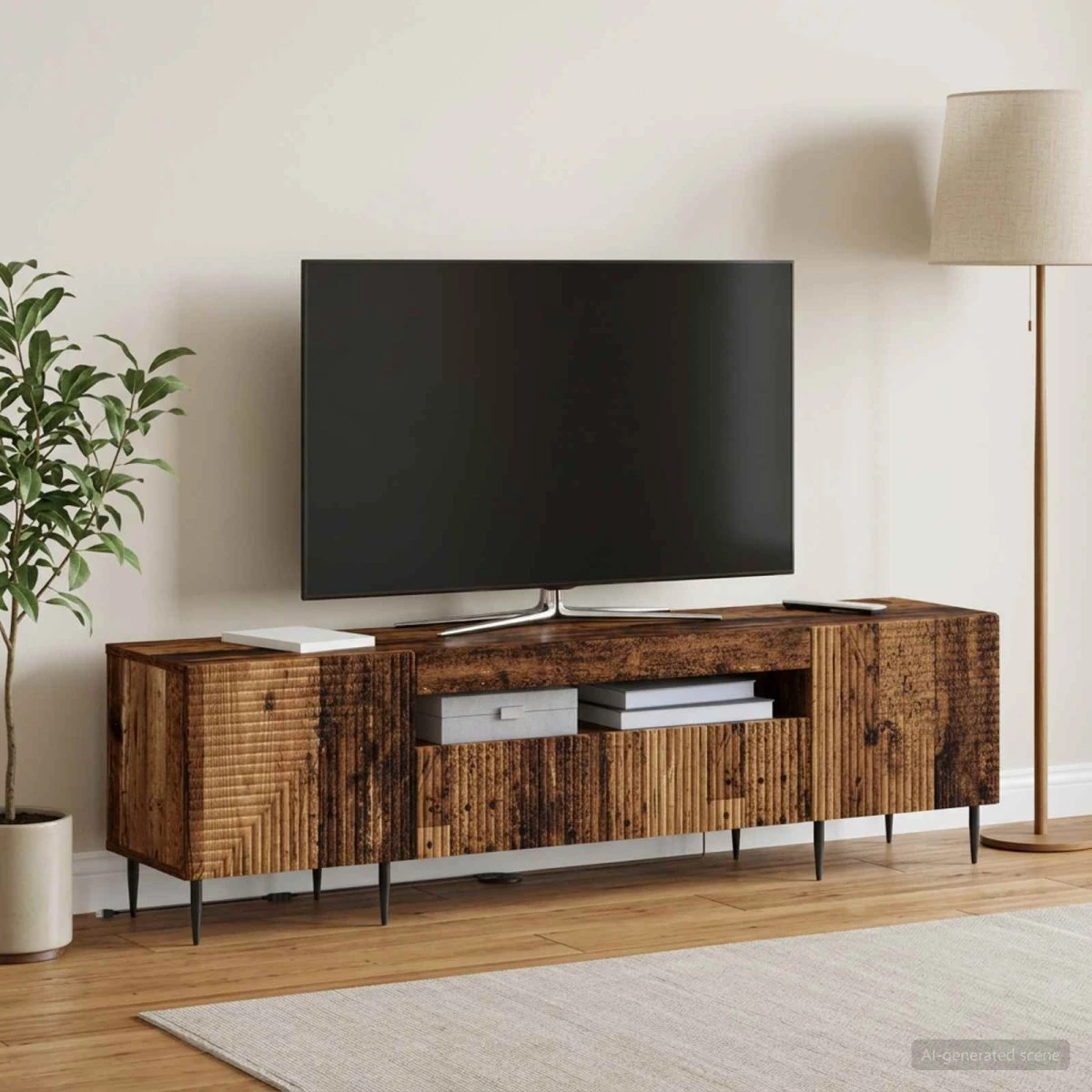 vidaXL HAARLEM LED TV-skab i gammelt træ - 153 x 35 x 43 cm