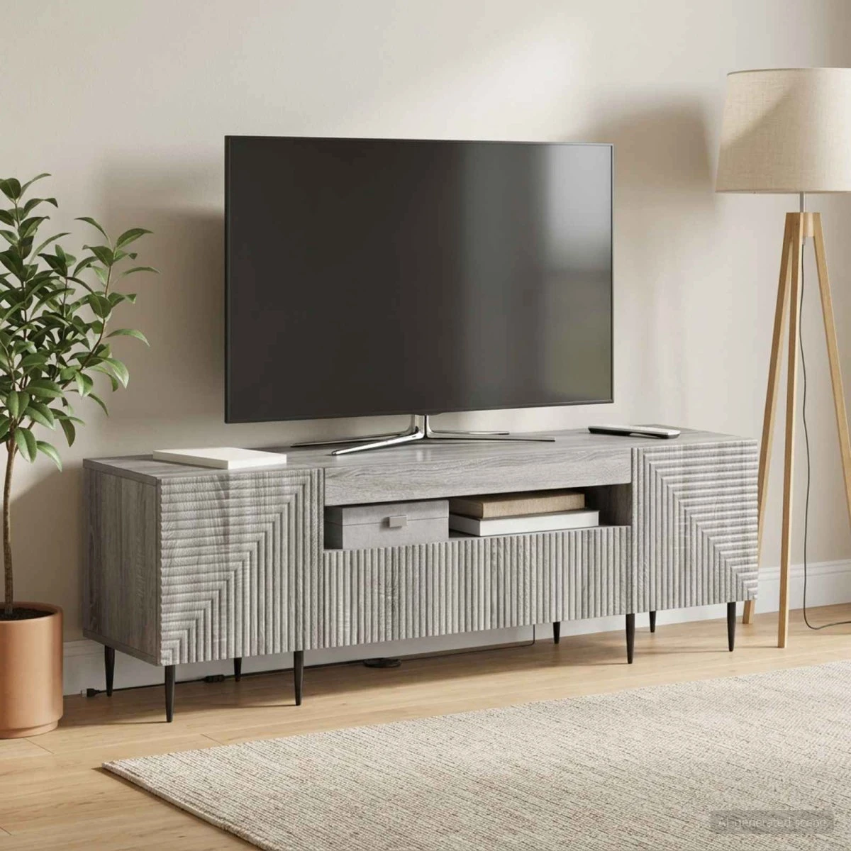 vidaXL HAARLEM LED TV-skab - 153 x 35 x 43 cm - Grå Sonoma