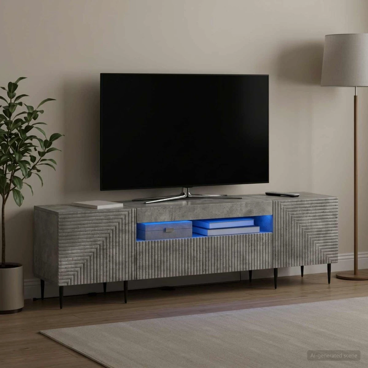 vidaXL HAARLEM LED TV-skab - Betongrå - 153 x 35 x 43 cm