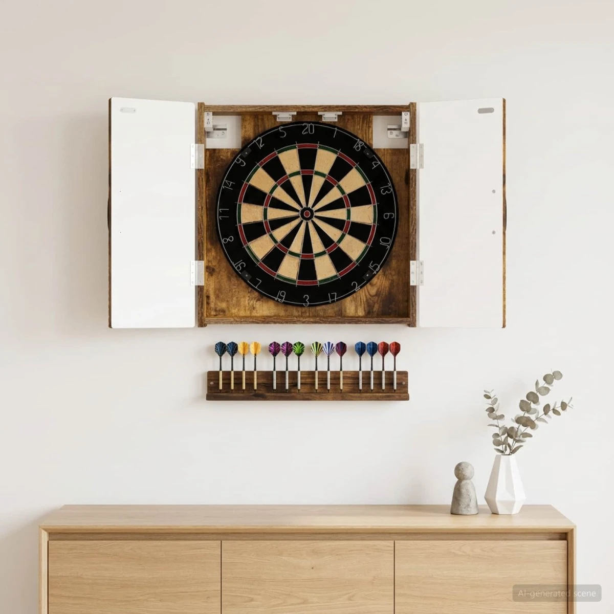 vidaXL Dartskab HAARLEM Røget eg 52,5 x 10,5 x 53,5 cm