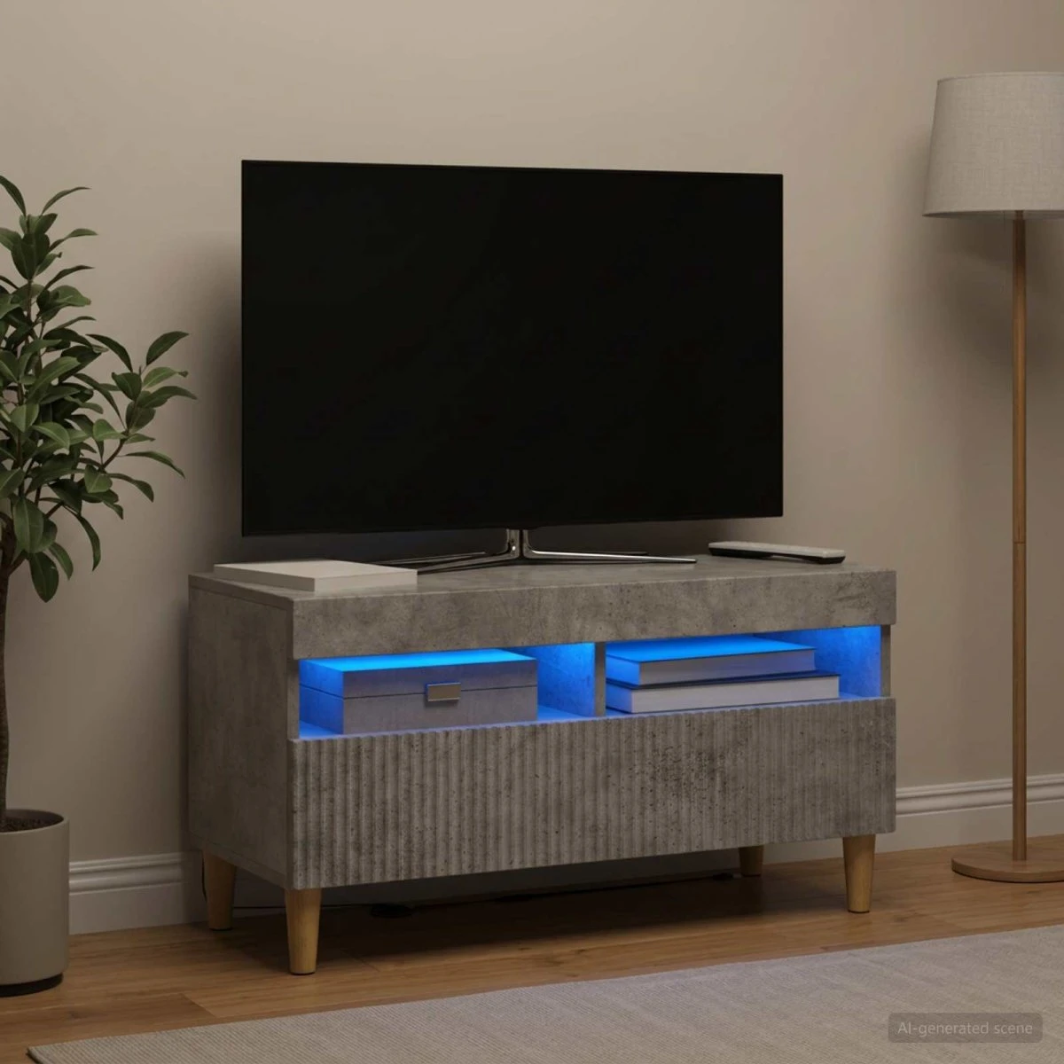 vidaXL LED TV-skab ARNHEM 81x35x43 cm Betongrå
