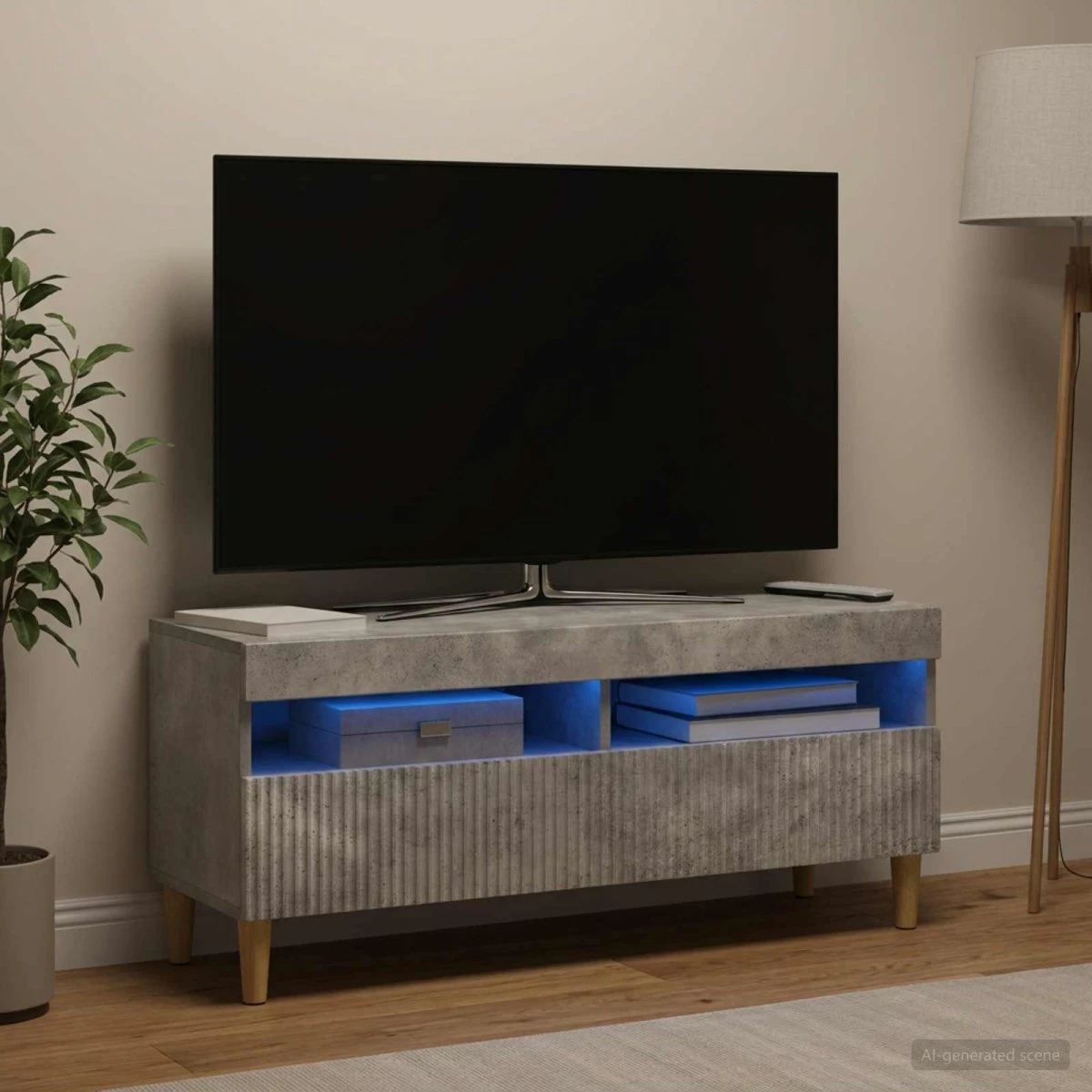 vidaXL ARNHEM LED TV-skab - Betongrå - 100 x 35 x 43 cm