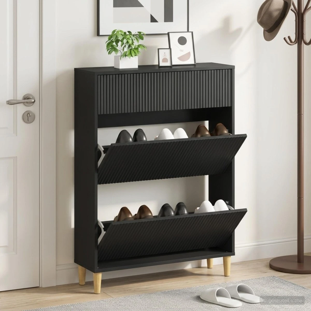 vidaXL Skoskab ARNHEM Sort 78 x 24 x 103 cm
