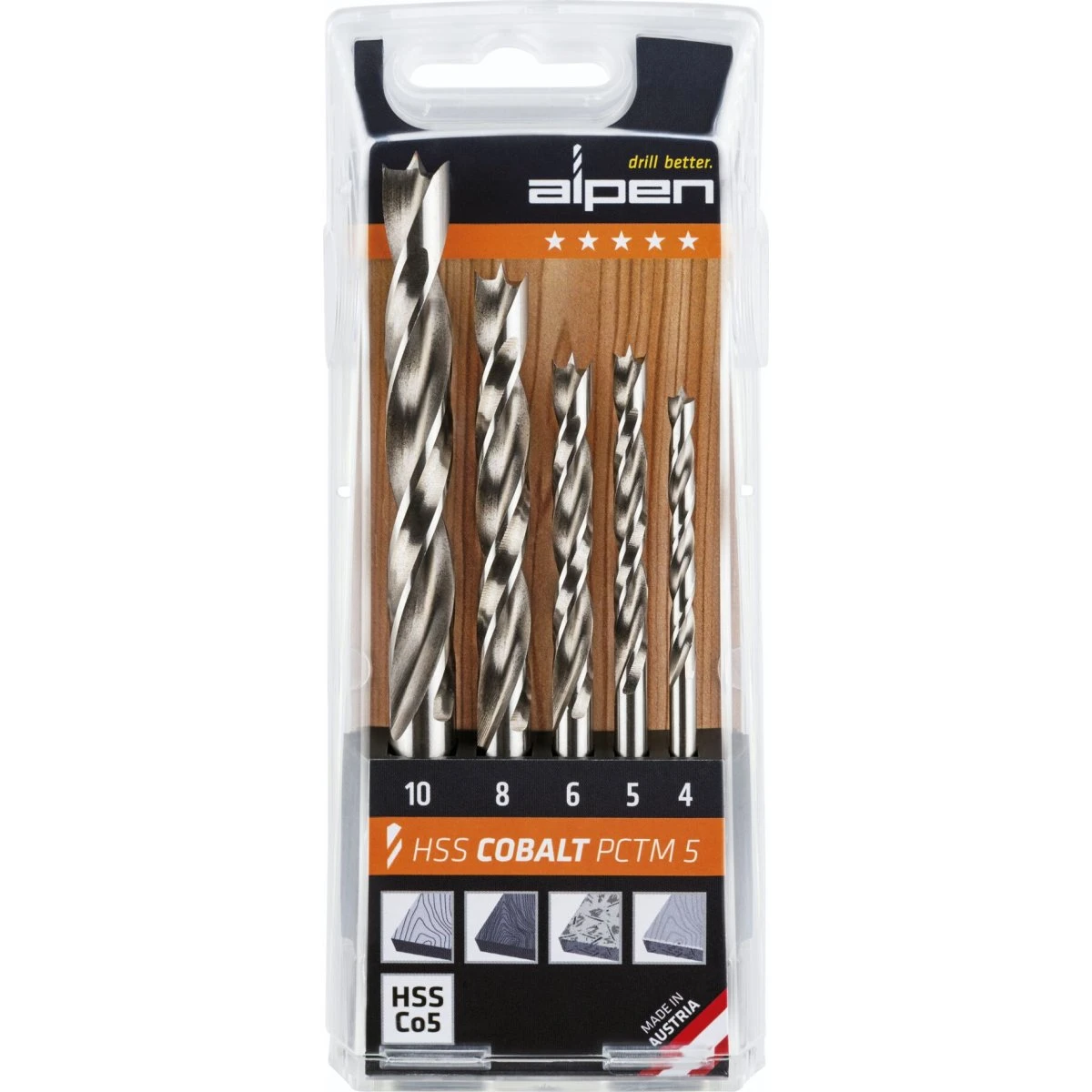 Alpen Drills Træ Borsæt 4-10 mm (5 stk)