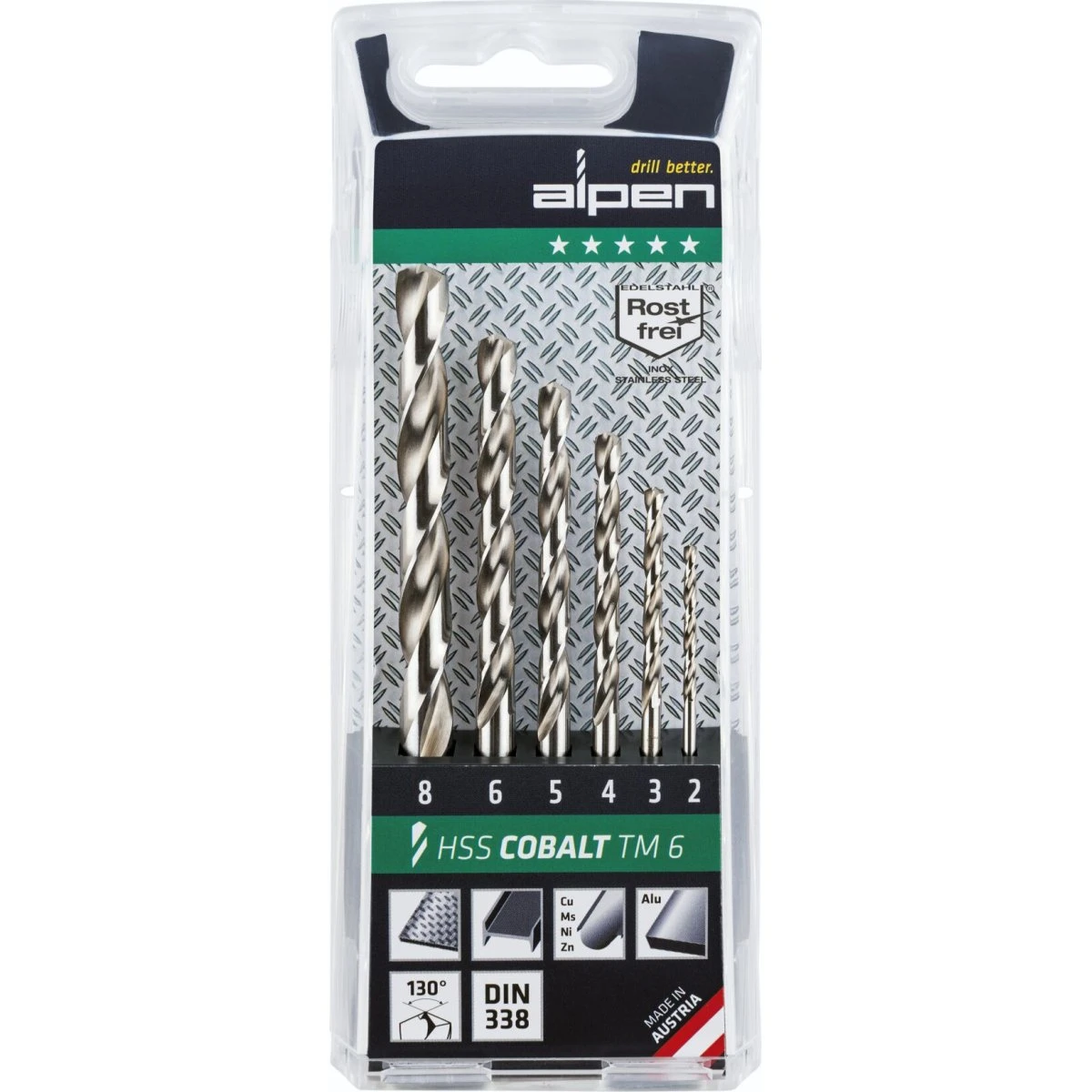 Alpen-Maykestag HSS-ECo Borsæt til metal, 6 stk (2-8mm)