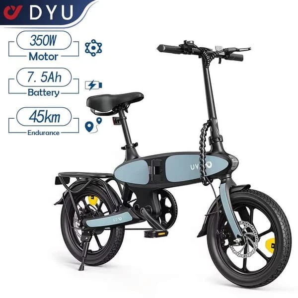 DYU C2 Elcykel til voksne - Foldbar, 250W motor, 16 tommer dæk